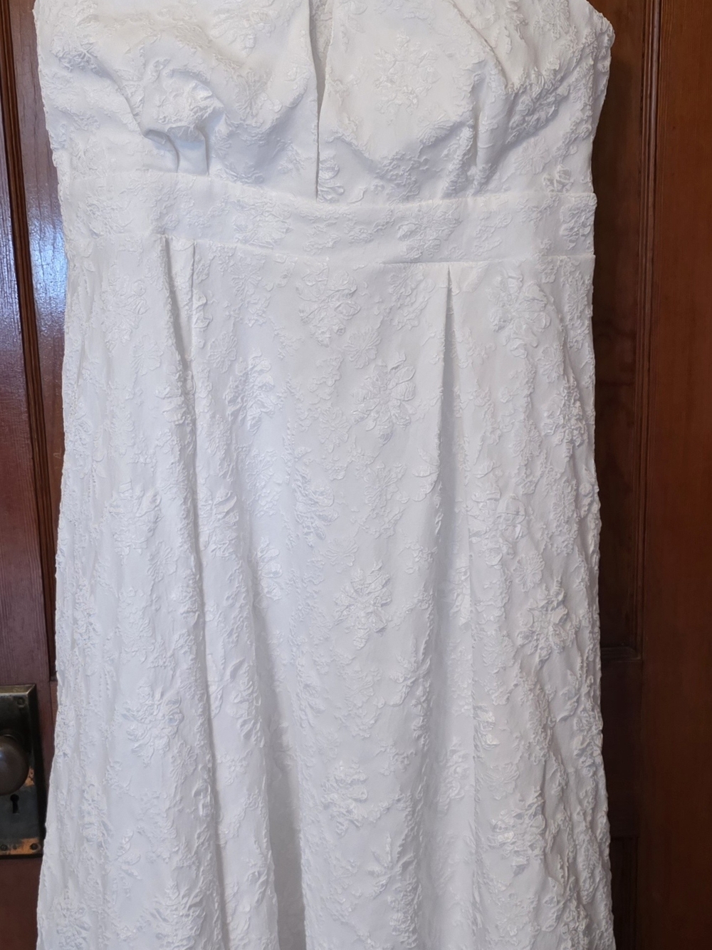 White Lace Strapless A-Line Dress